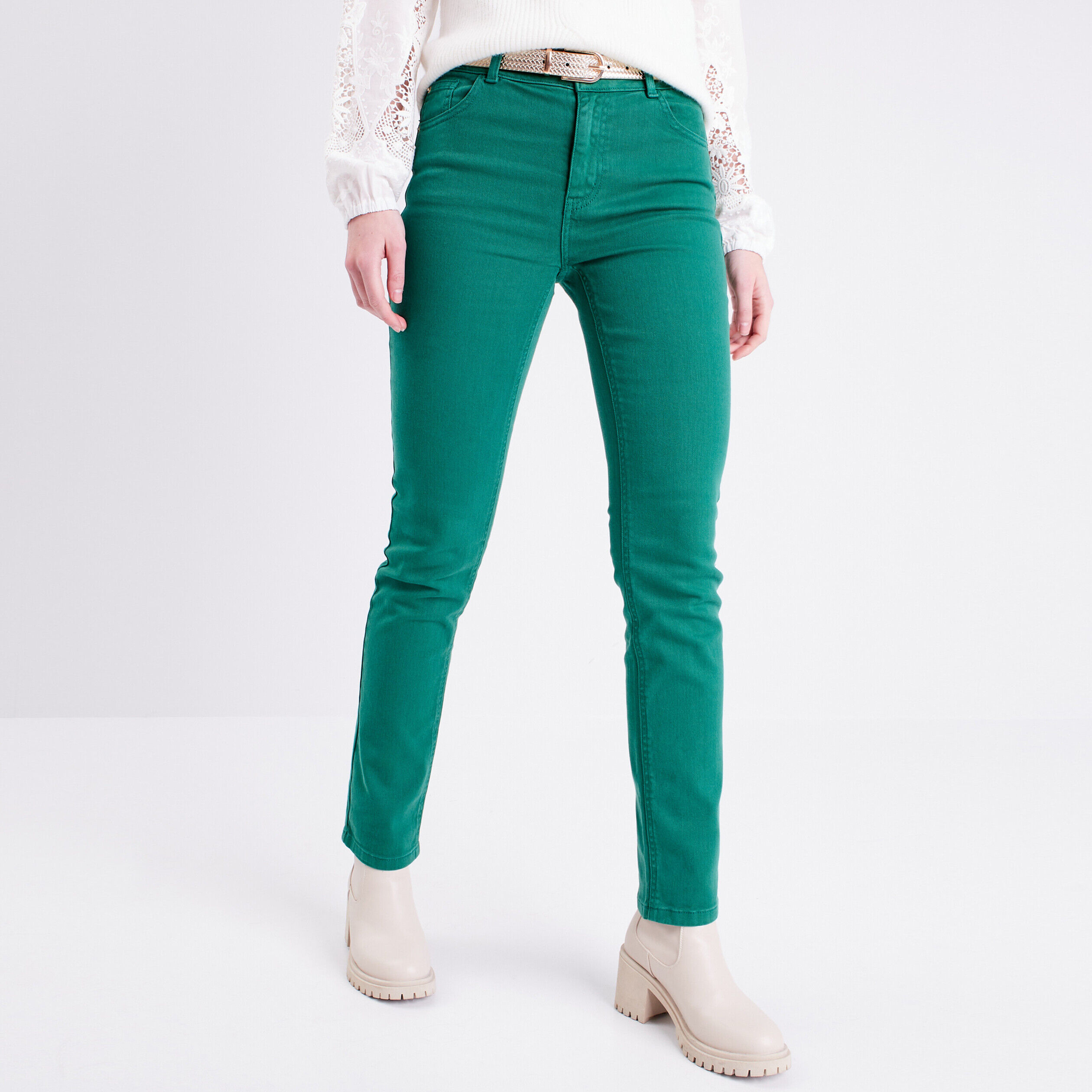 Jeans regular vert femme | Cache Cache