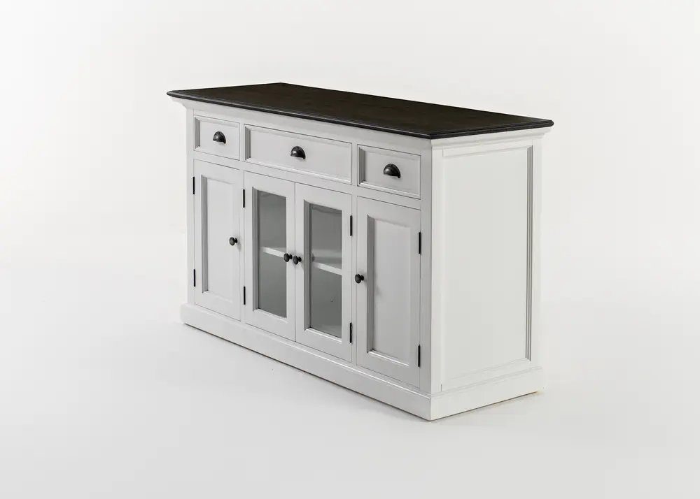Novasolo Buffet Halifax Contrast Buffetschrank mit 4 Türen, 3 Schubladen und Glaseinsatz