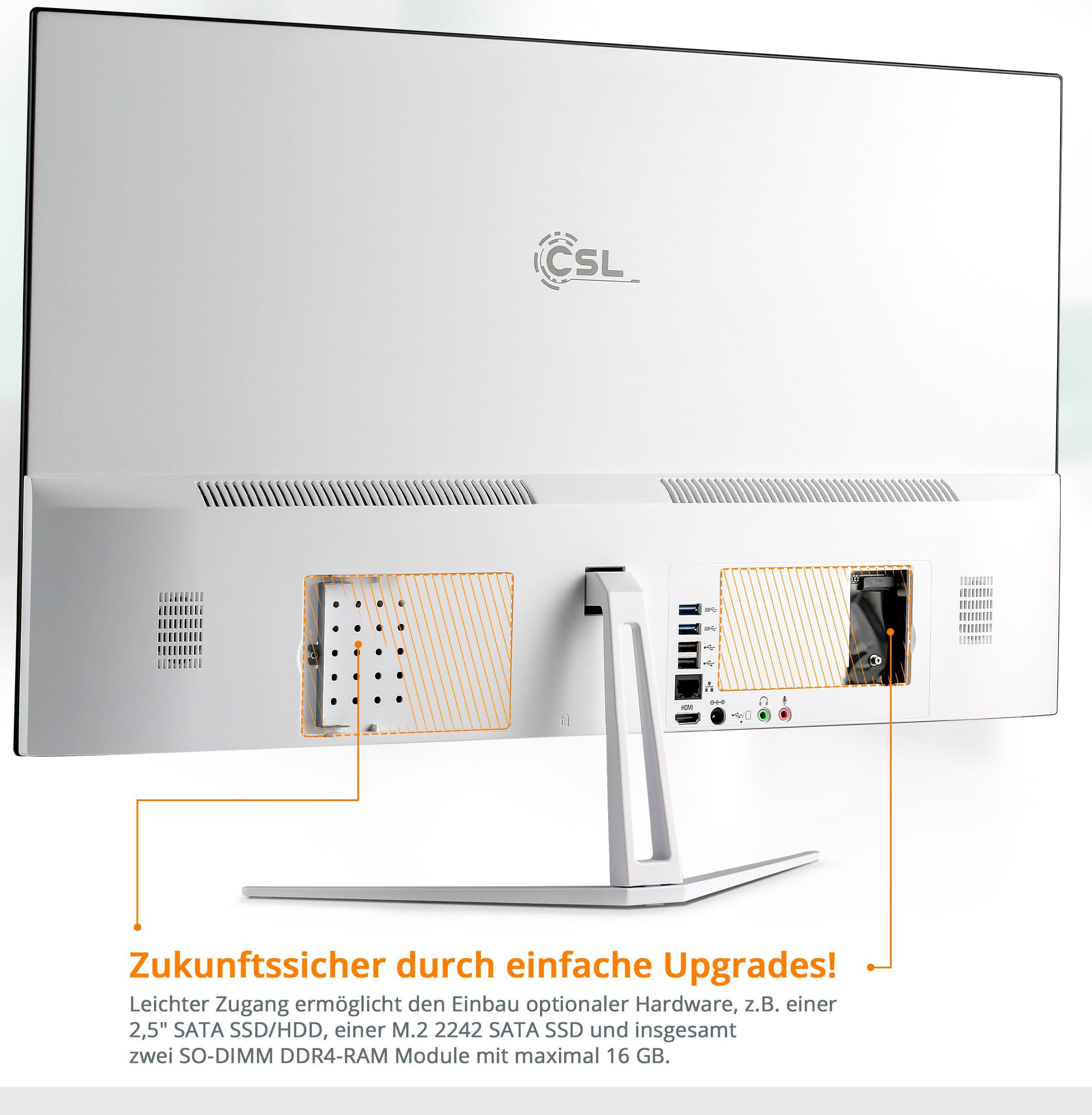 CSL Unity F27-GLS mit Windows 10 Pro All-in-One PC (27 Zoll, Intel® Celeron Celeron® N4120, UHD Graphics 600, 16 GB RAM, 256 GB SSD)