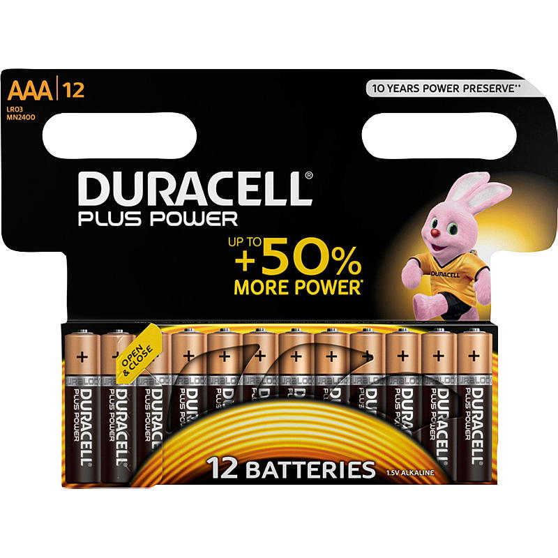Duracell Batteri AAA, 12-pk Plus Power, Duracell