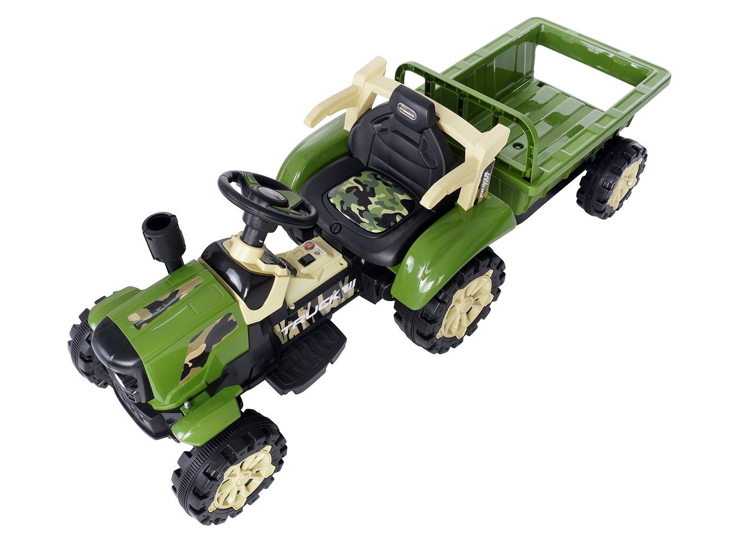 Actionbikes Motors electric children's tractor children's electric tractor with trailer vehicle incl. remote control, load capacity 30 kg, (2-part), 30 kg payload - automatic brake - 2x 6 V motor - from 3 years