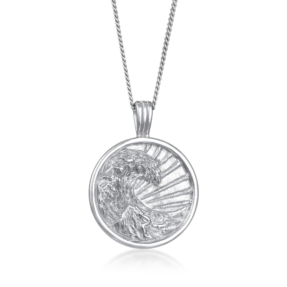 Elli Elli Collier Femmes pendentif plaquette vague surfeur maritime en argent sterling Bijoux