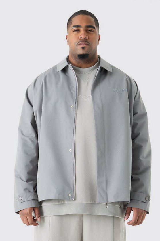 Plus bestickte Twill Coach-Jacke
