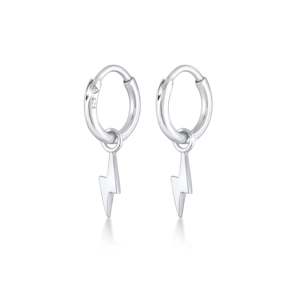 Elli Elli Boucles d'Oreilles Créoles pour femmes Symbole Flash de base en 925/1000 arg Boucles d'oreilles