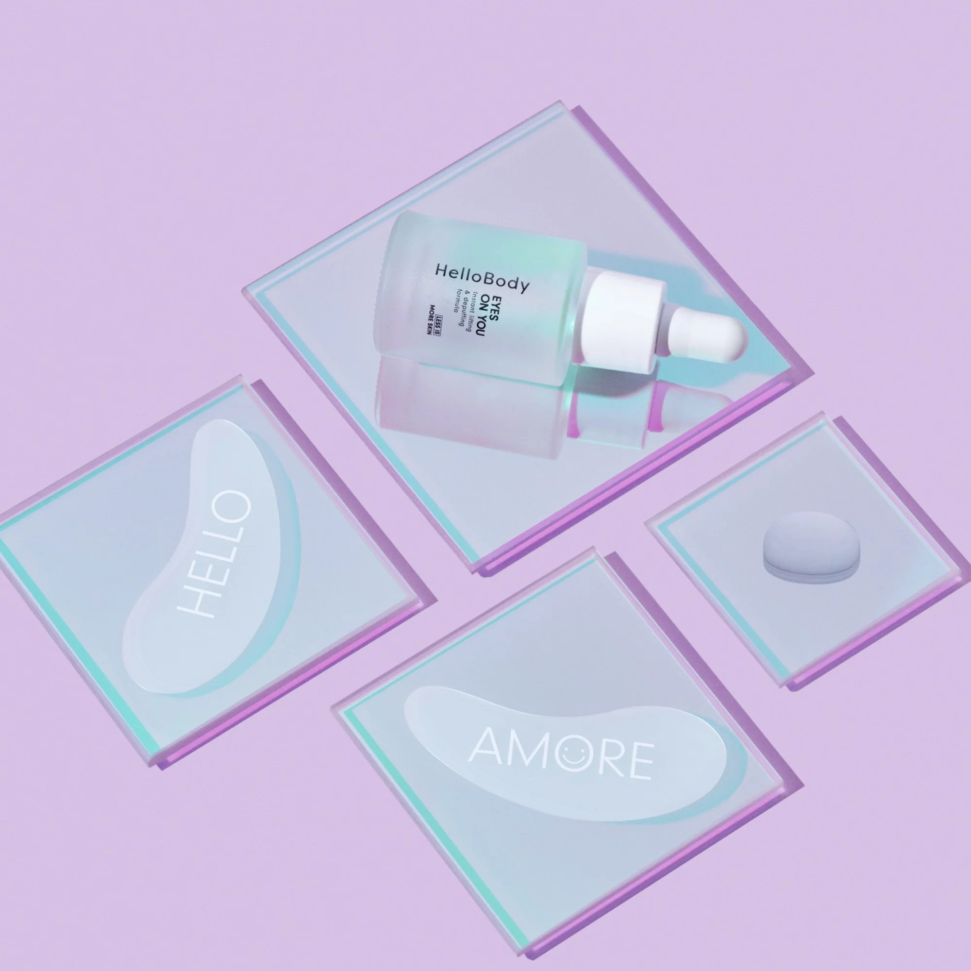 Booster Hello Amore Duo Set – Anti-Falten-Augenpflege, Augenmaske, Behandlung gegen Tränensäcke und Augenringe, Anti-Falten-Set, Augen- und Lippen-Set