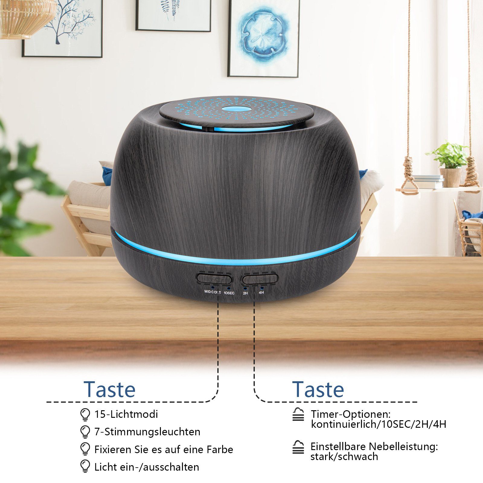 REDOM Luftbefeuchter Luft Befeuchter Aroma Diffuser Duftöl Öle Diffusor Aromatherapie 300ml, 0,30 l Wassertank, BPA-Free mit 7 Farben LED-Licht ohne Öle Schlafzimmer Spa Büro Yoga ..