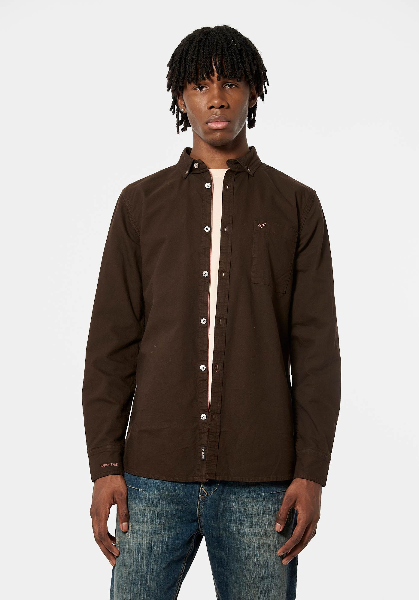 TOMEK  Chemise marron Homme en 100% coton