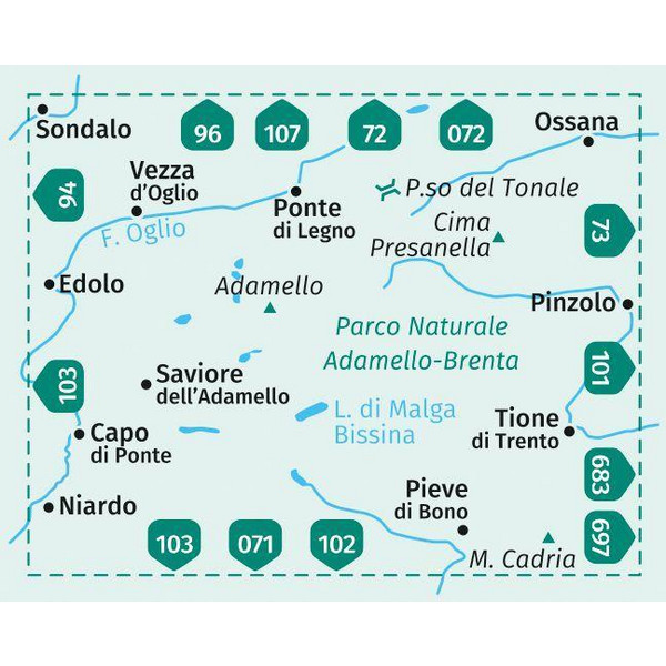 KOMPASS WANDERKARTE ADAMELLO, LA PRESANELLA 1:50 000
