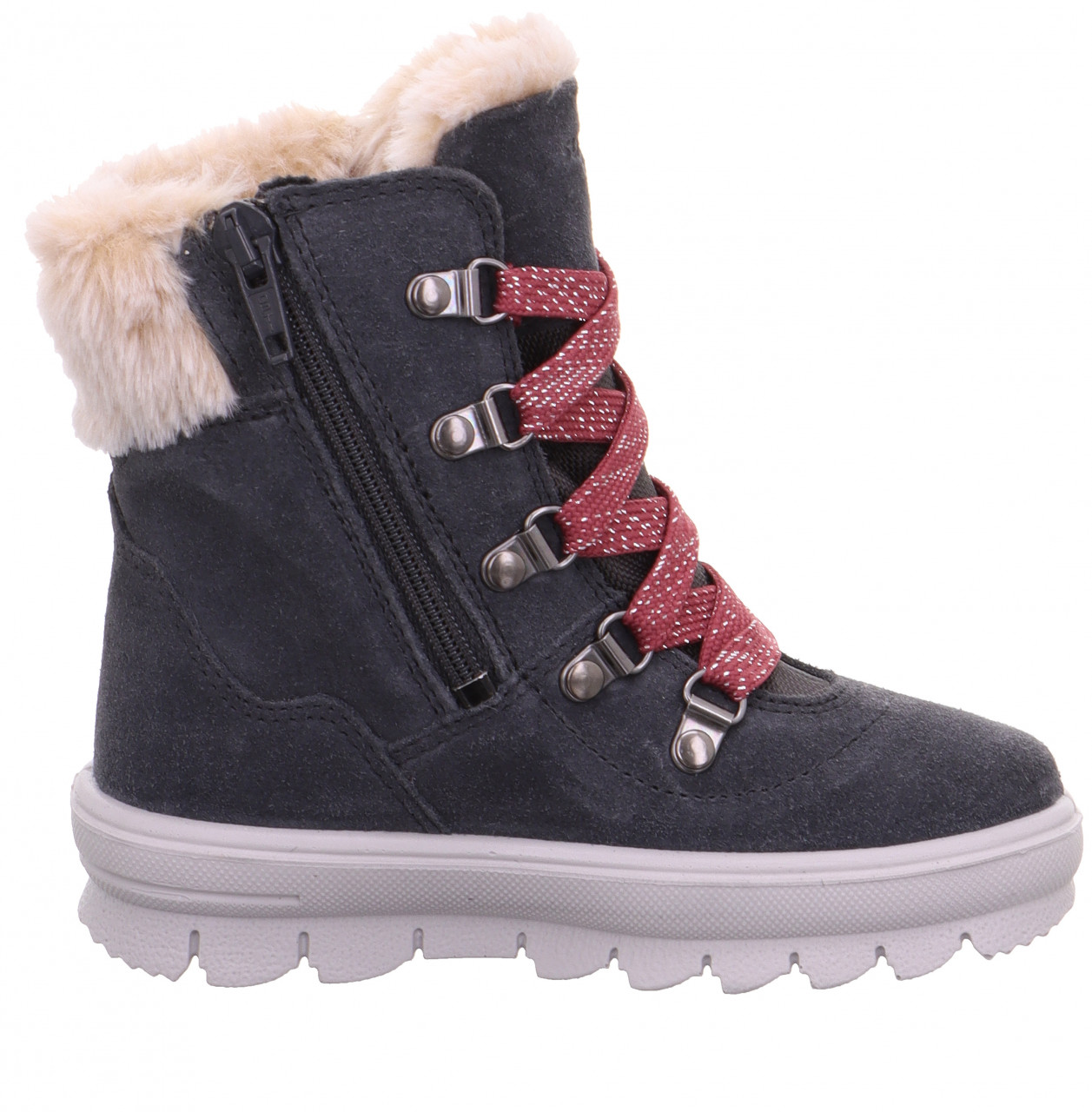 FLAVIA - Grau/Pink Boots mit Reißverschluss