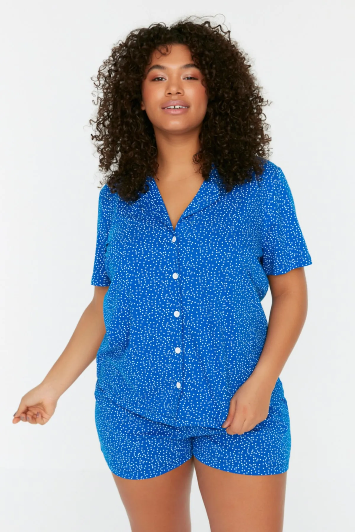 Trendyol Curve  Saks Gestricktes Pyjama-Set TBBSS22PT0707