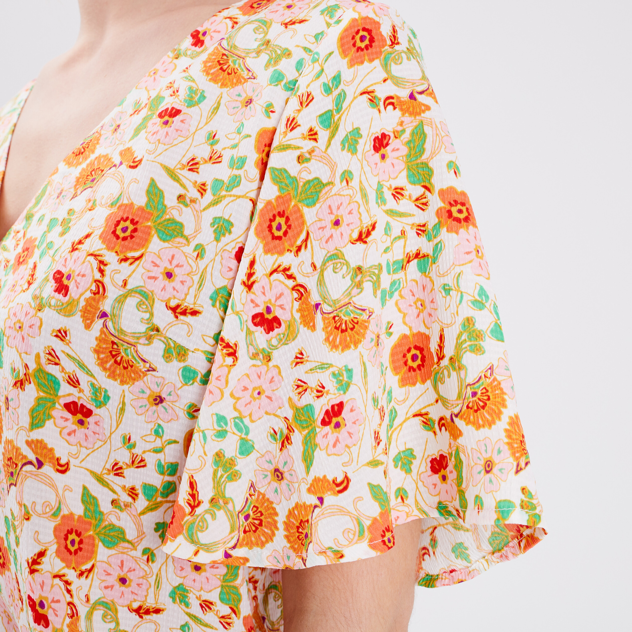 Blouse manches courtes papillons ecru femme | La Halle