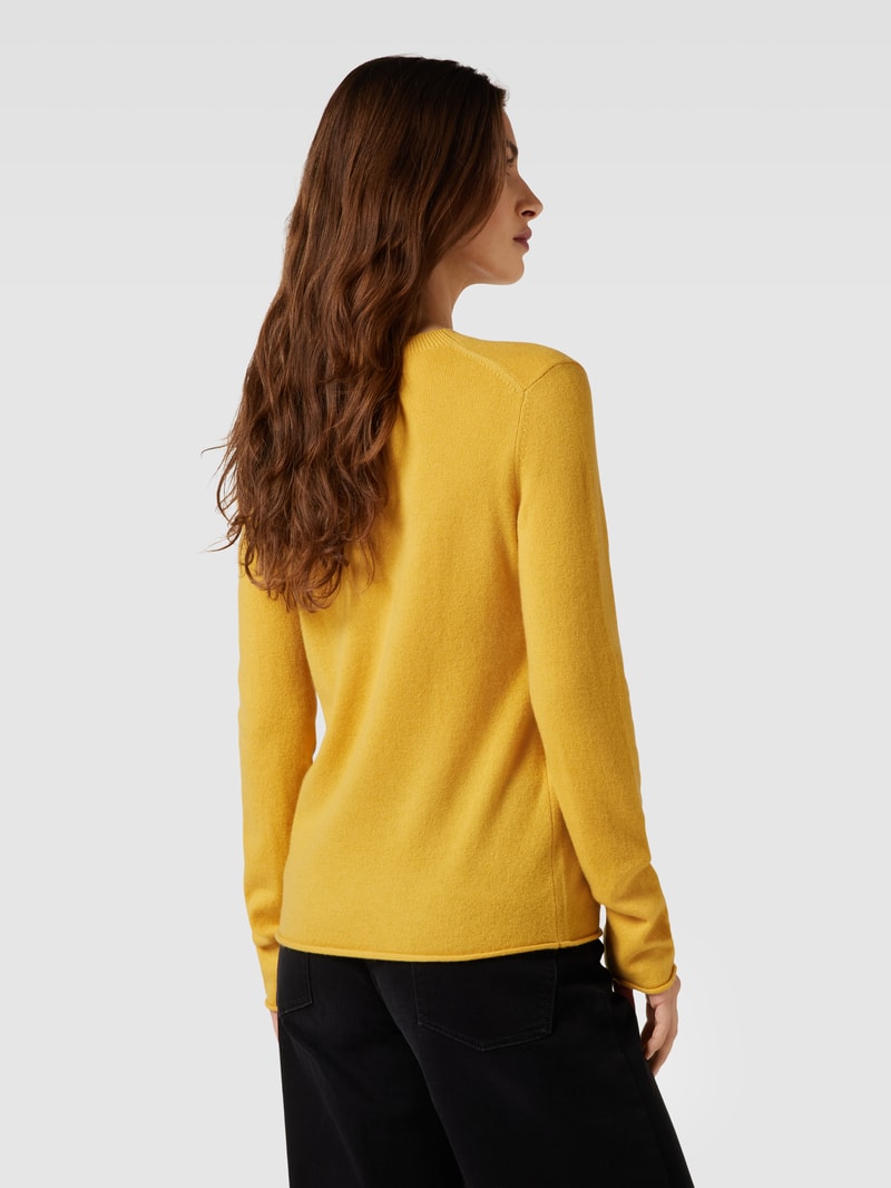 Strickpullover aus Kaschmir mit Label-Detail in senfgelb