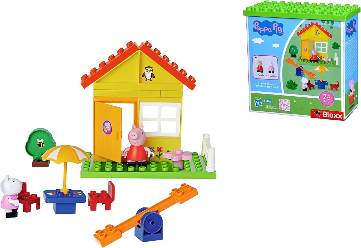 BIG Lernspielzeug Bloxx Peppa Garten Haus inkl. Peppa + Luzie Locke Figur, 26 Teile (26-St), Peppa Pig Haus