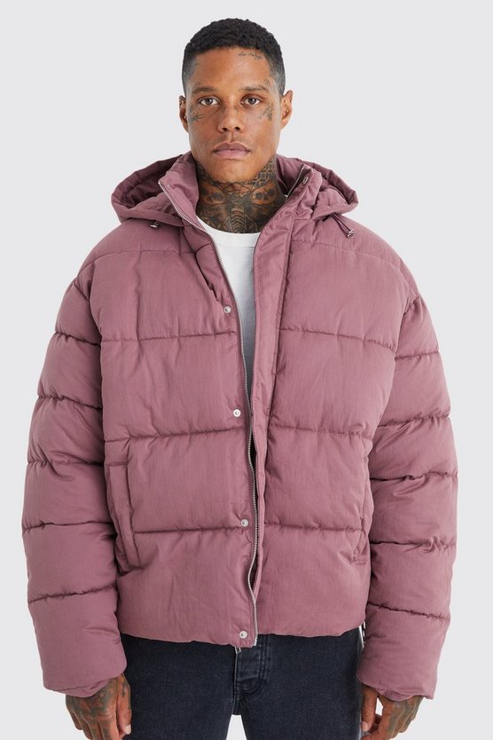 Kastige Nylon-Steppjacke in Knitteroptik