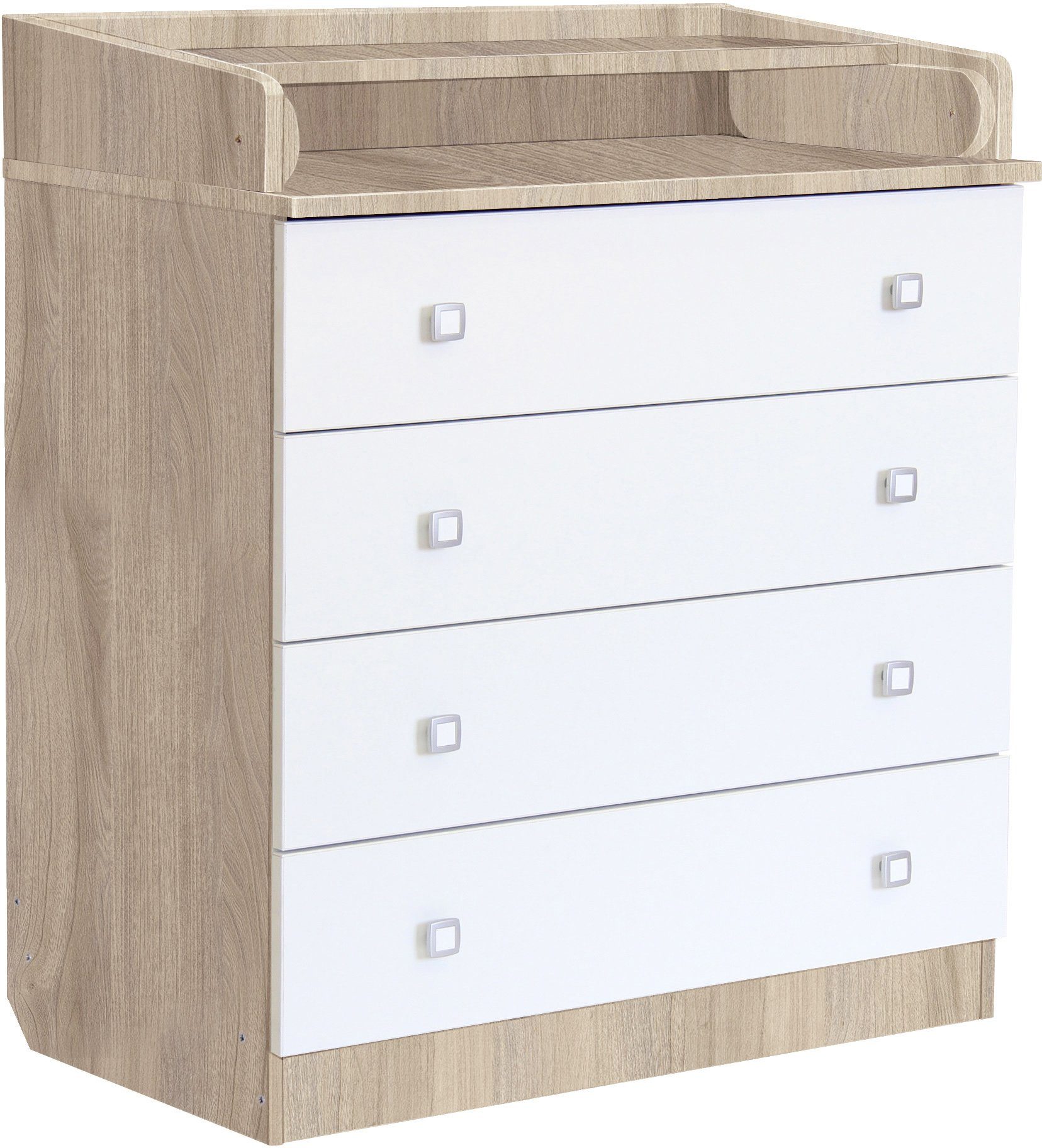 Polini kids Wickelkommode Simple 1580, ulme/weiß, mit aufklappbarem Wickelaufsatz