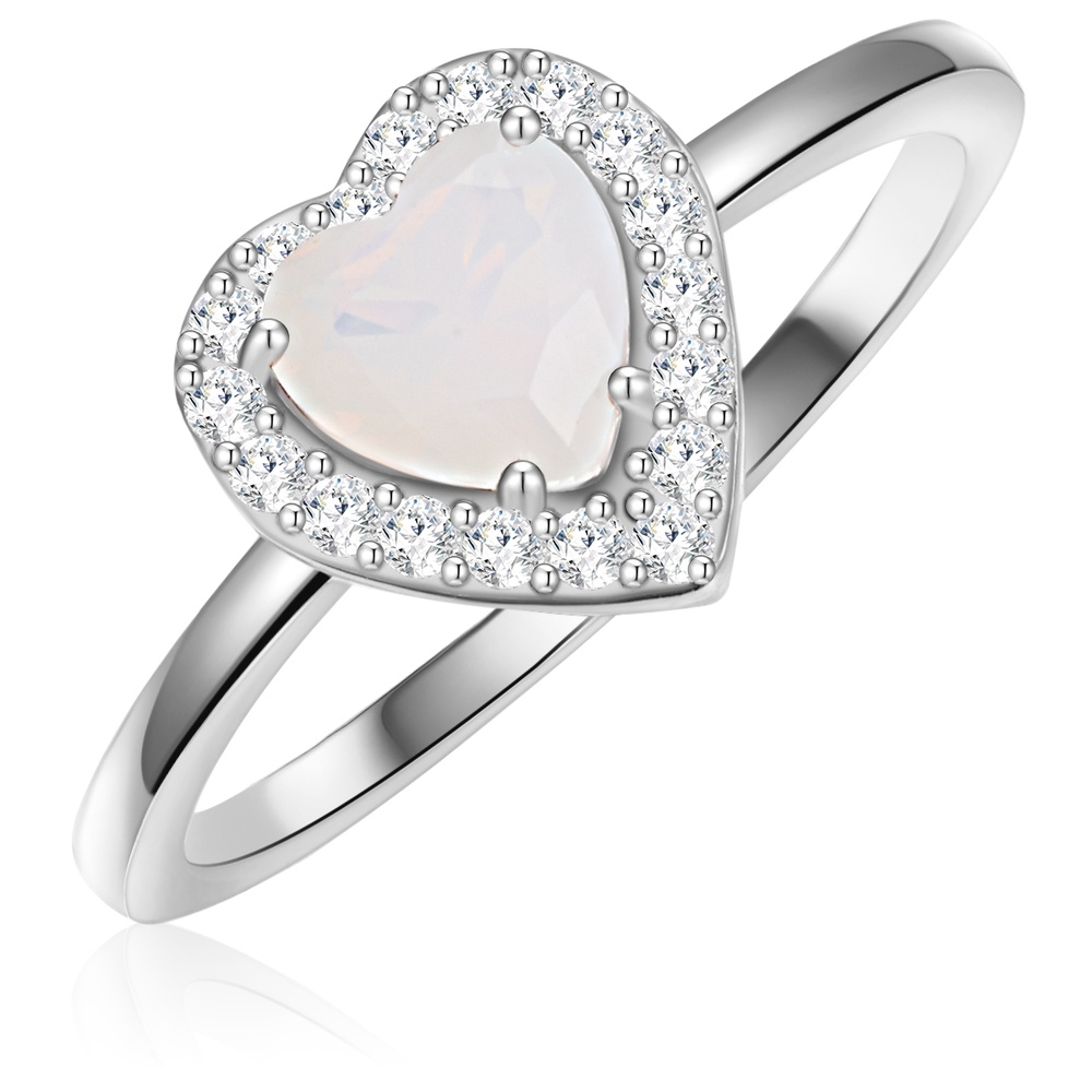 Glanzstücke München Bague en argent Coeur Argent sterling Pierre de lune (synth.) en Argent Bague