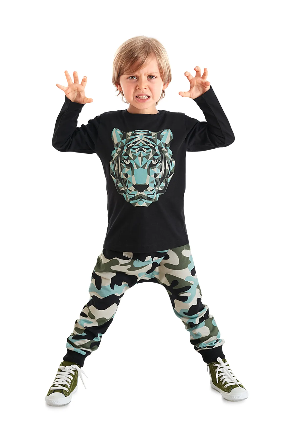 MSHB&G  Camouflage Tiger Boy T-Shirt-Hosen-Set