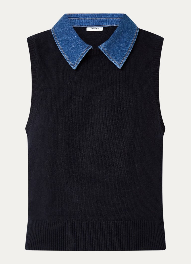 Vestă Sandro din amestec fin de lână cu guler