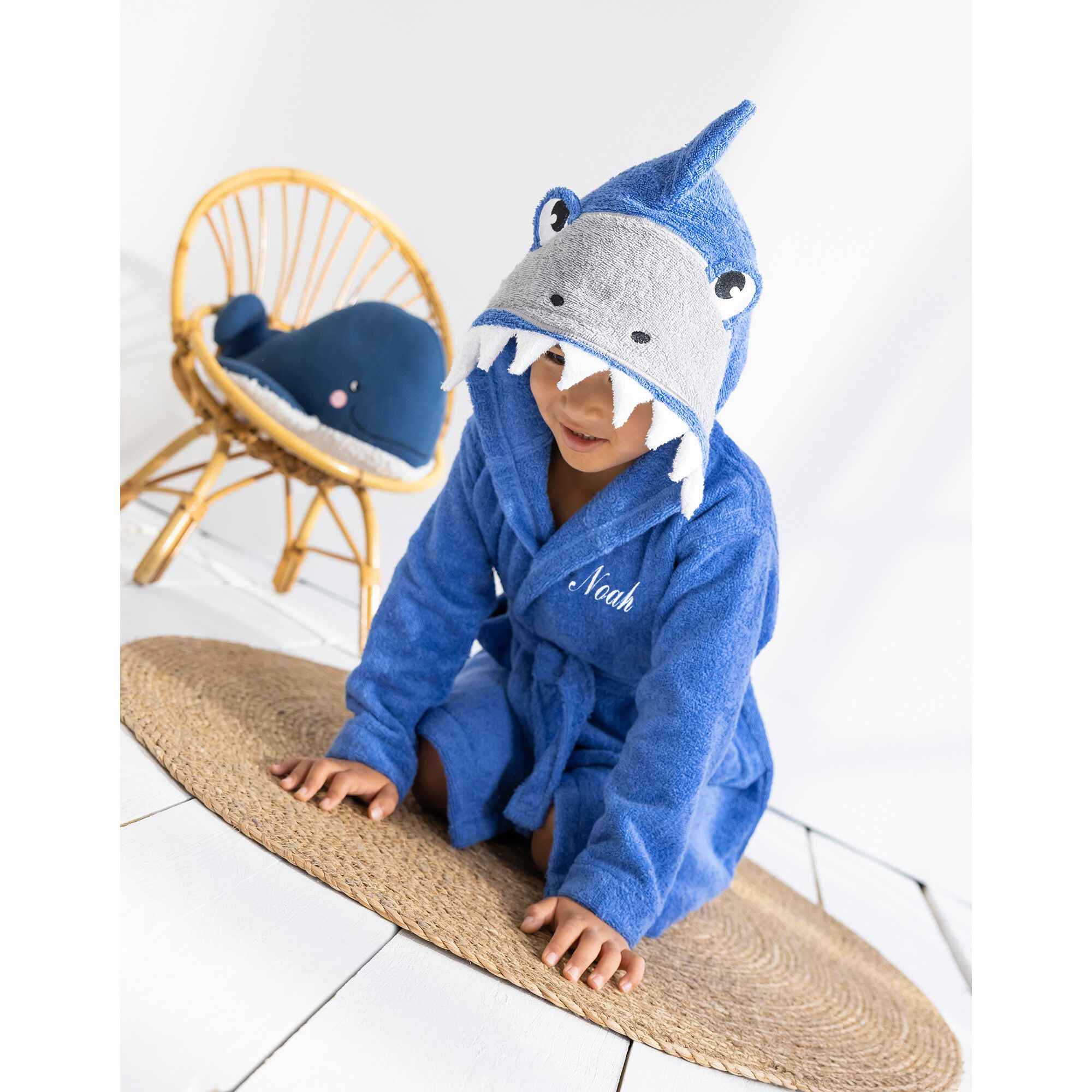 Peignoir de bain enfant à capuche requin personnalisable