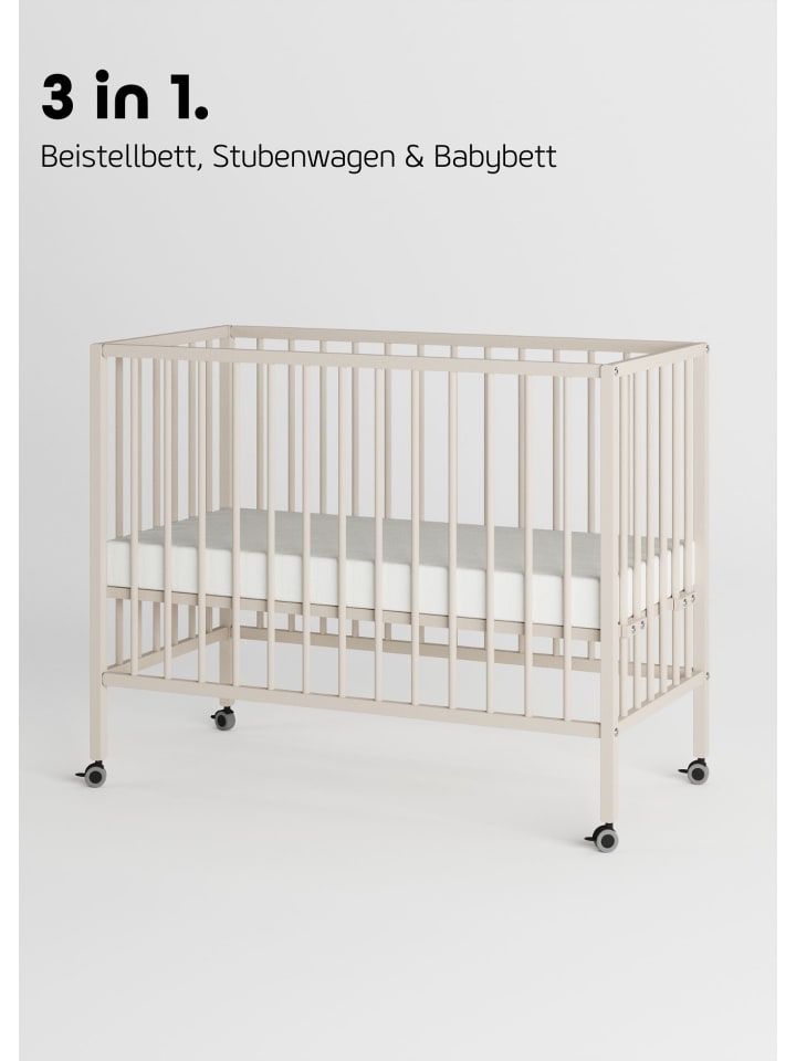 Sämann Beistellbett mit Matratze, Rollen & Umbauseite - sahara dust - Dreamy 4 in 1 günstig kaufen 60x120 cm