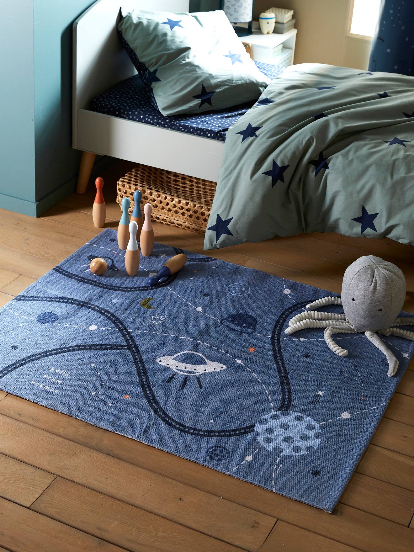 Vertbaudet Kinder Spielteppich WELTALL - blau