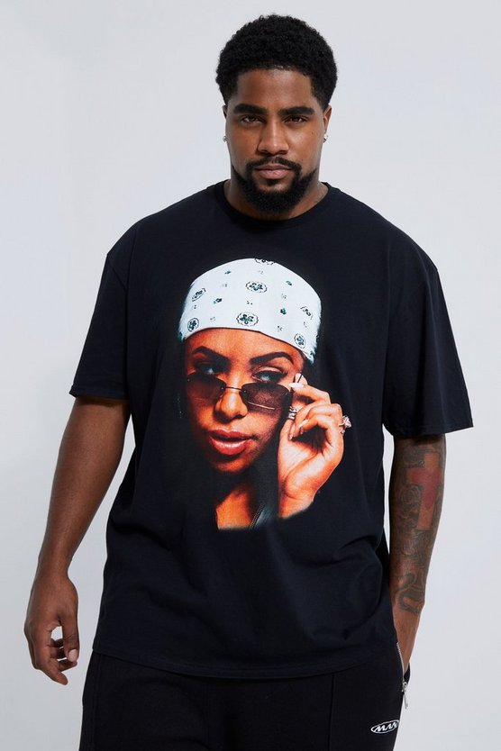 Plus T-Shirt mit lizenziertem Aaliyah-Print