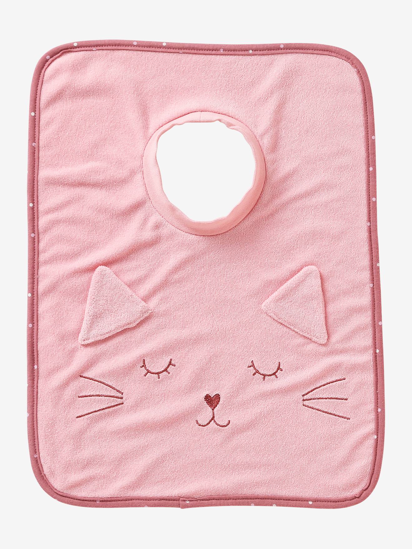 Vertbaudet Großes Baby Lätzchen, personalisierbar - rosa katze