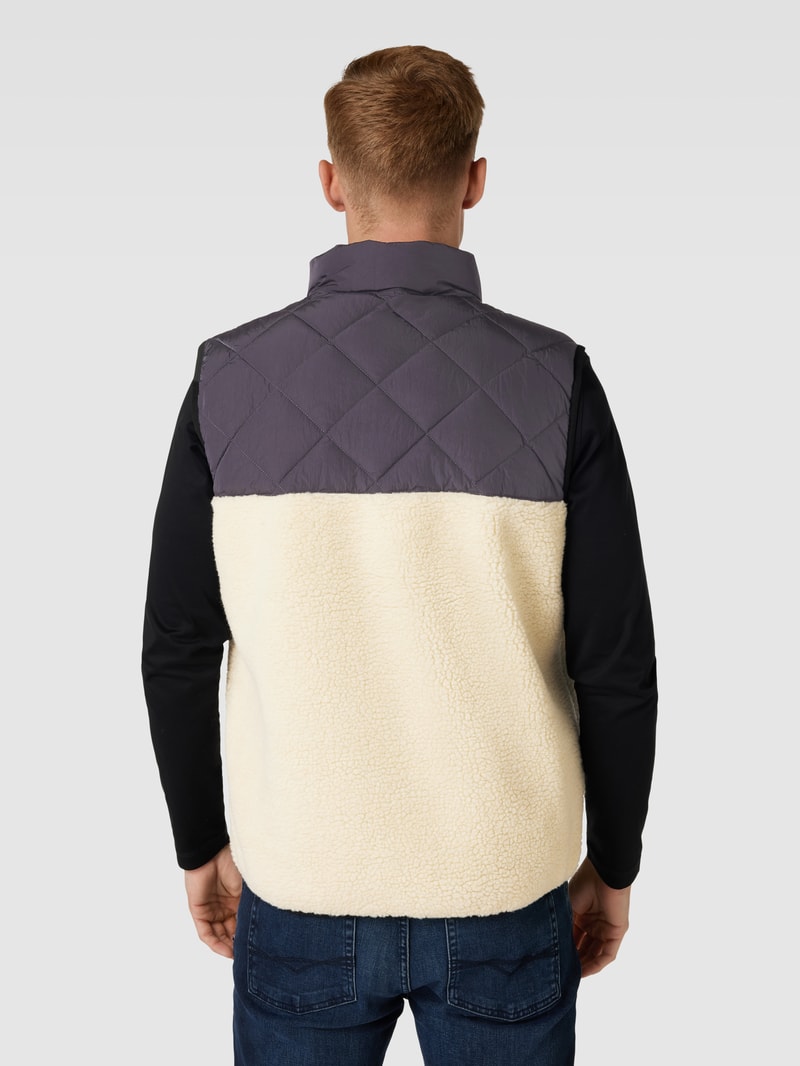Weste in Two-Tone-Machart Modell 'Mat' in ecru