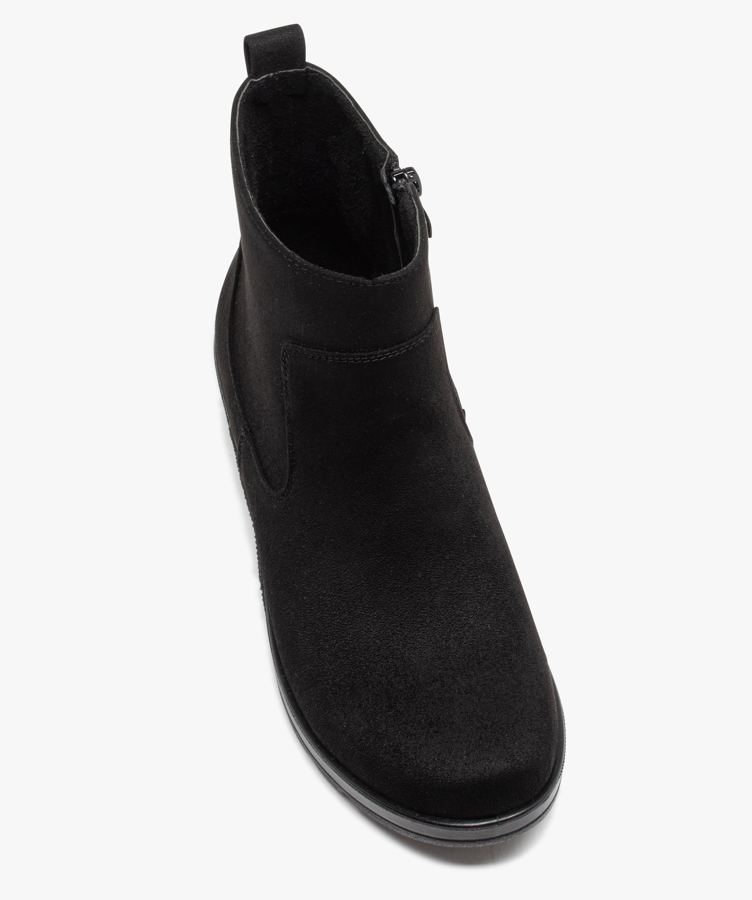 Boots à talon compensé en suédine noir | GEMO