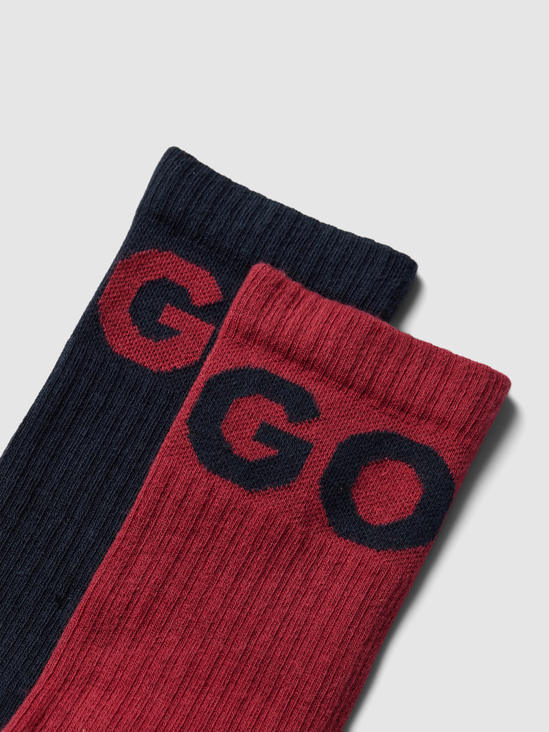 Socken mit Label-Stitching im 2er-Pack in bordeaux rot