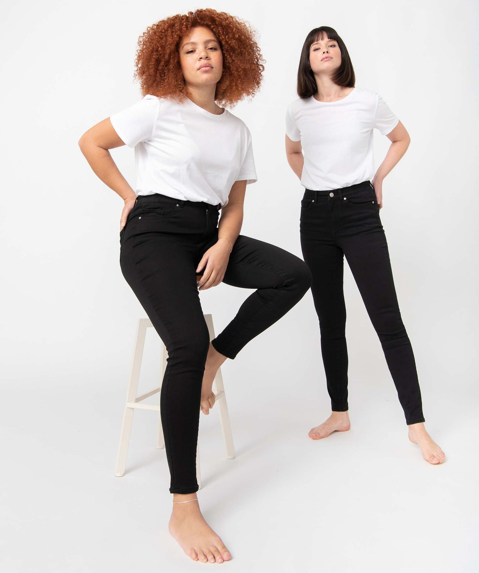 Jean femme coupe skinny taille haute noir | GEMO