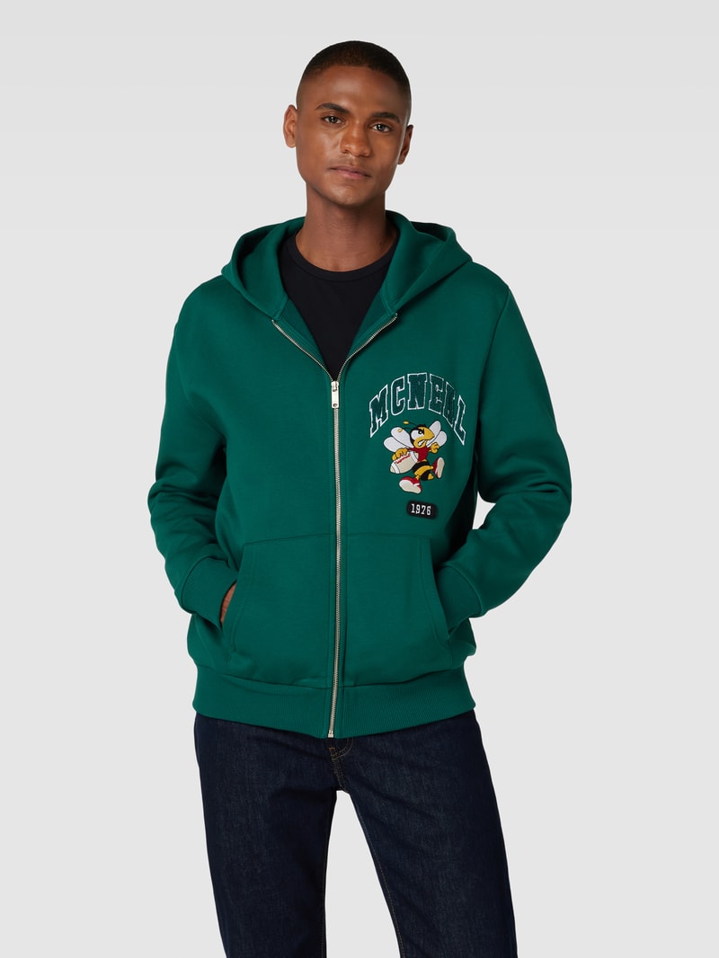 Sweatjacke mit Kapuze in dunkelgrün