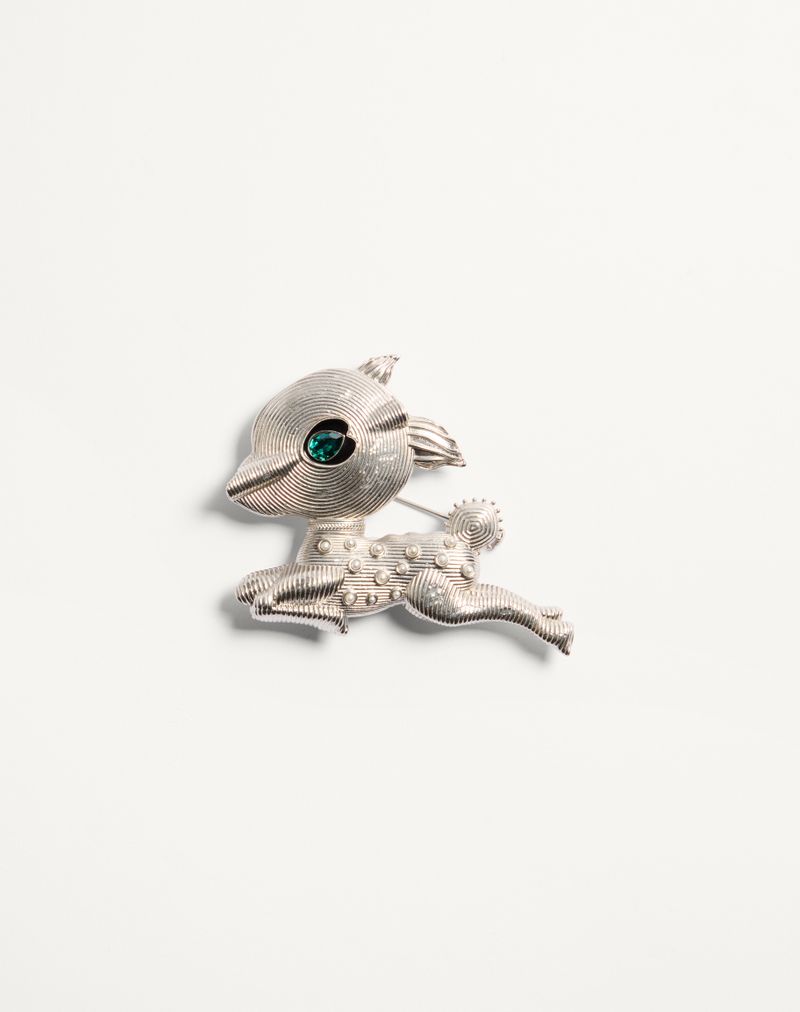Fil Perdu-broche i metal, perler og Swarovski®-krystaller