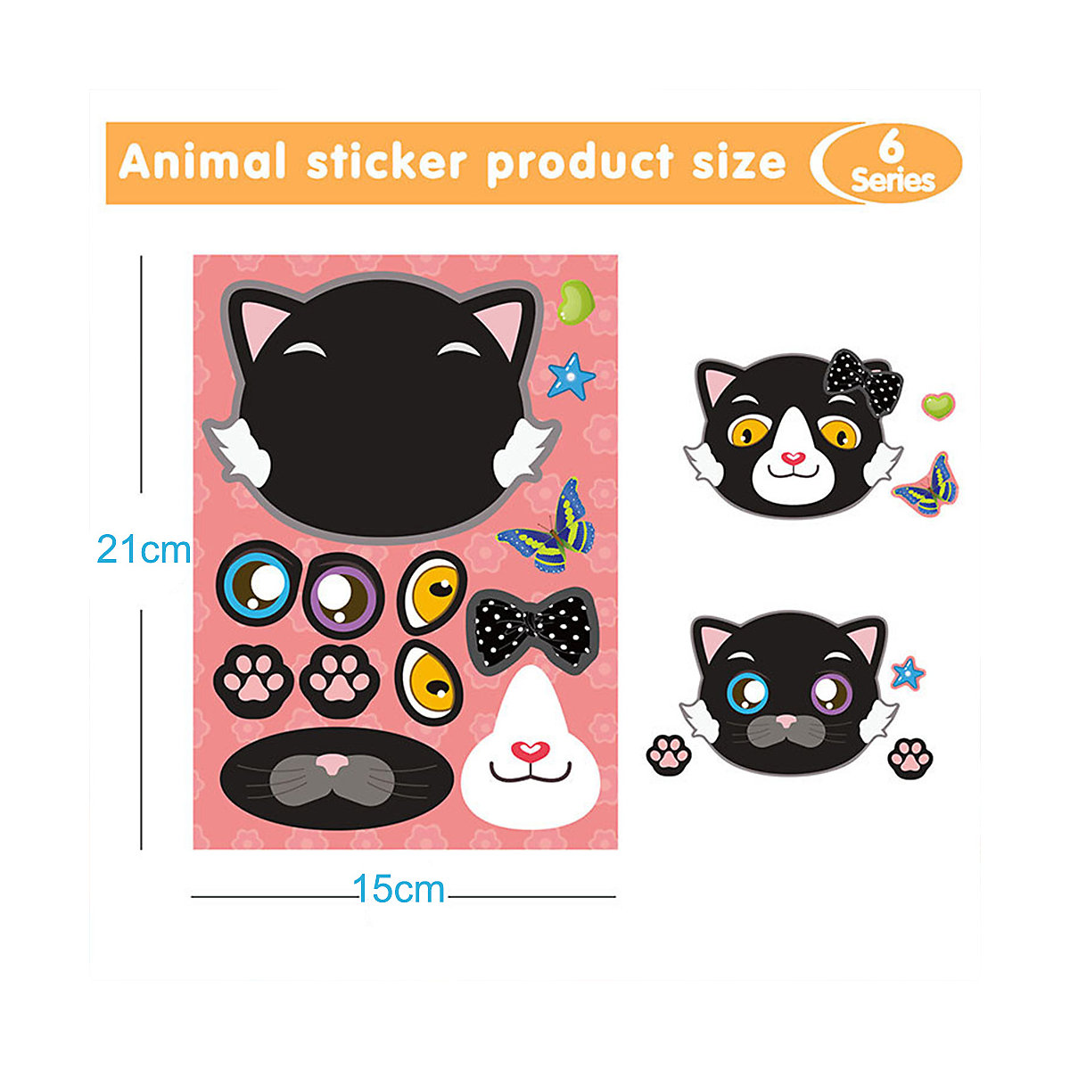frler Aufkleber Sticker Puzzlespielzeug Katzen,24 Stück Sticker für Kinder