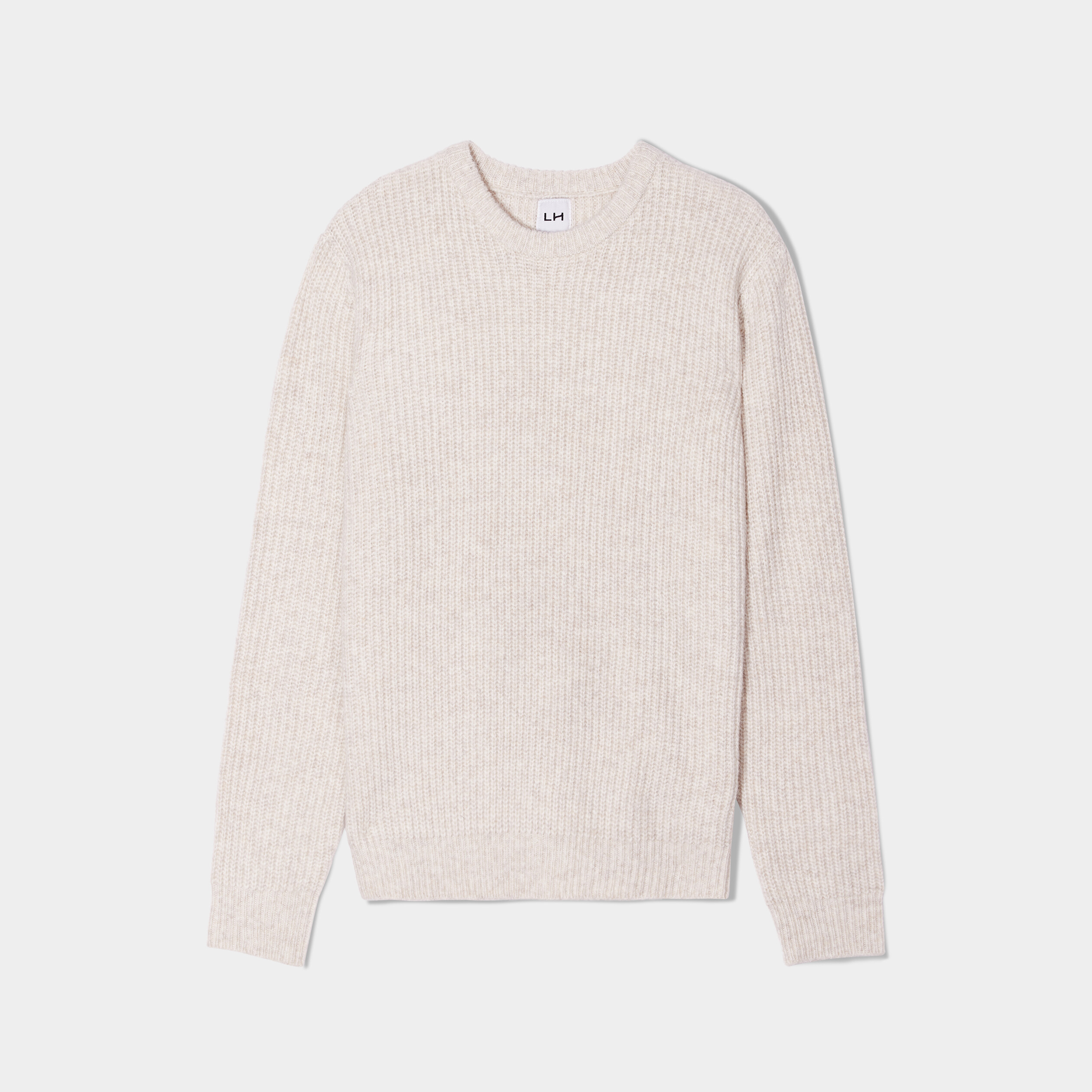 Pull col rond manches longues beige homme | La Halle