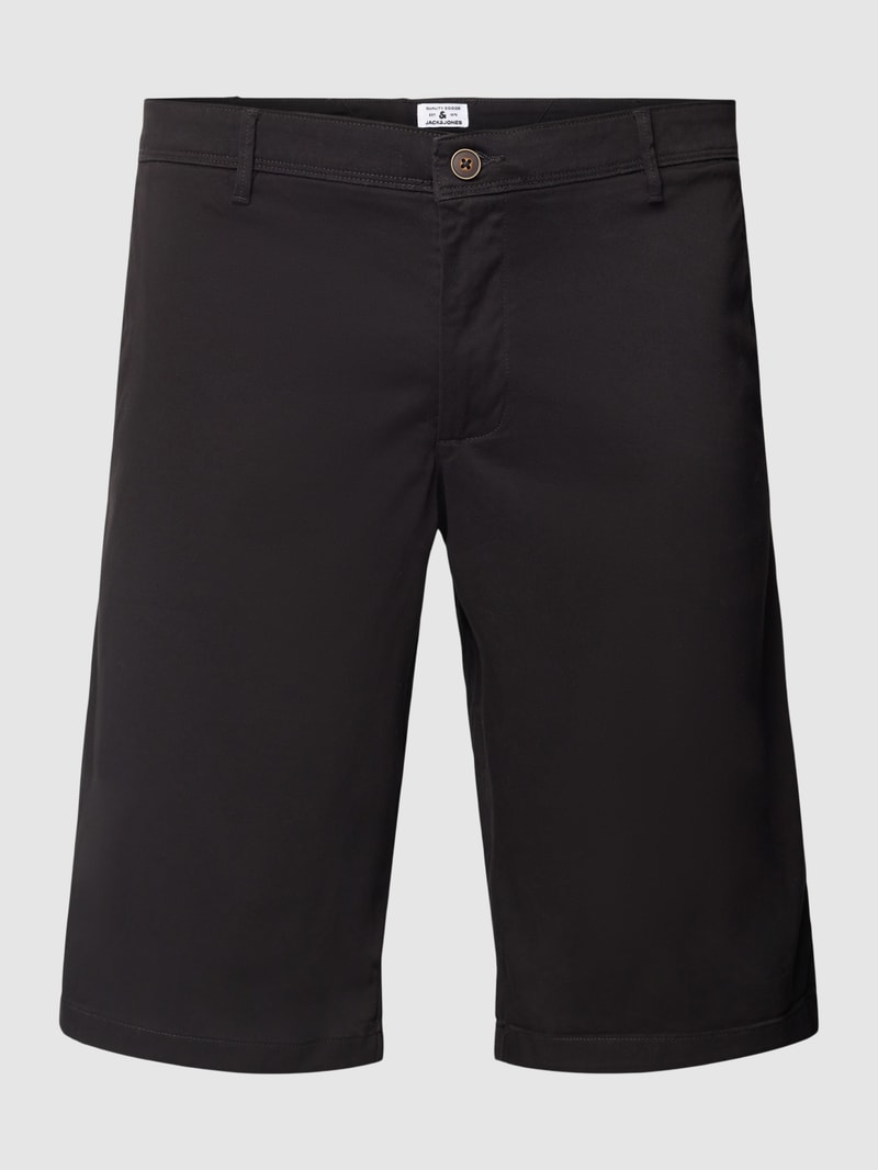 PLUS SIZE Chinoshorts mit fixierten Beinumschlägen Modell 'BOWIE' in schwarz