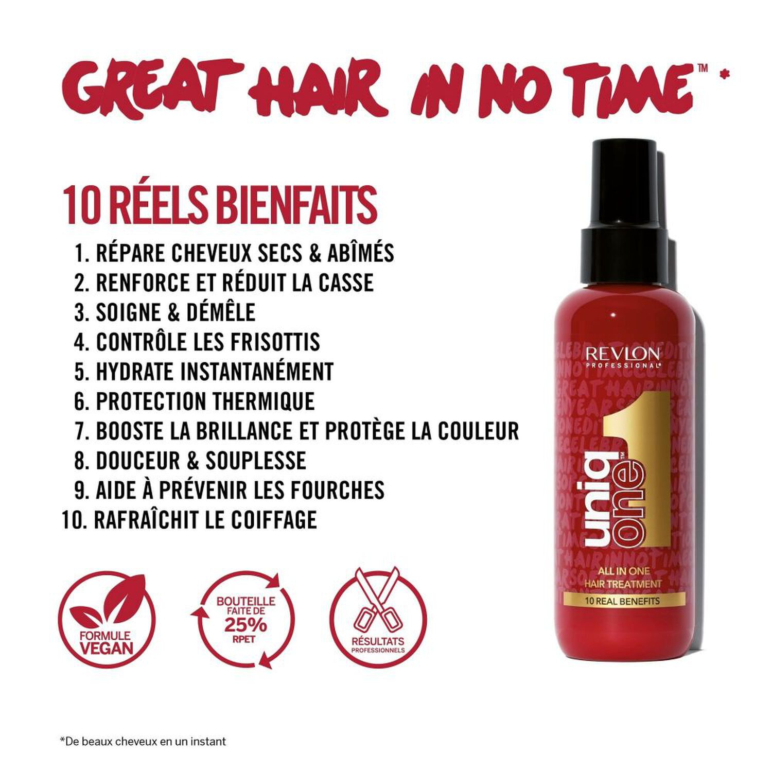 revlon professional Masque Spray Sans Rinçage 10 Bienfaits Edition Célébration UNIQONE™ - Tous Types de Cheveux - 150 ml