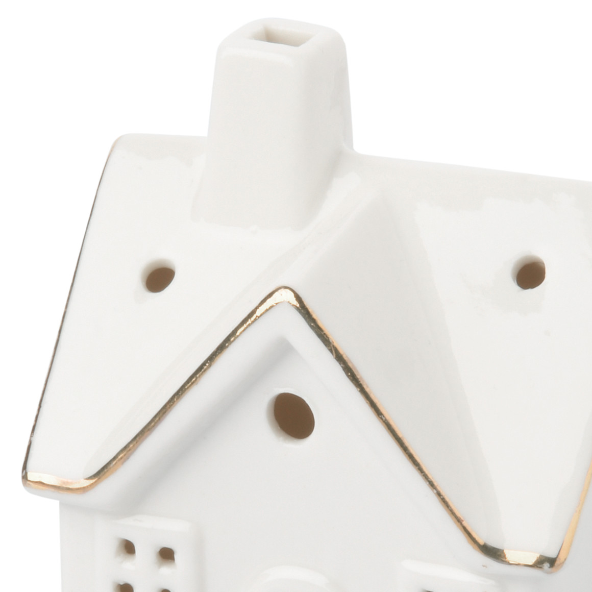 Kleines LED-Deko-Haus aus Keramik weiss
