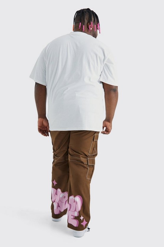 Plus lockere Ripstop Cargo-Hose mit Graffiti-Print