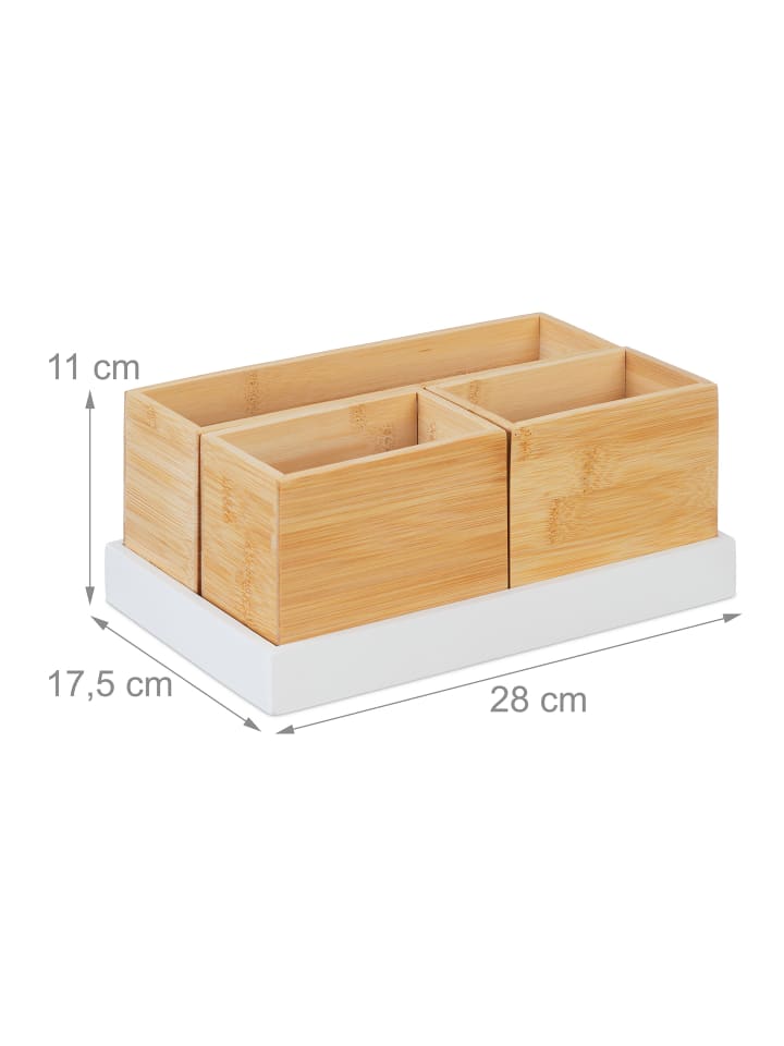 relaxdays 4-tlg. Bambus Organizer Set in Natur/ Weiß günstig kaufen onesize