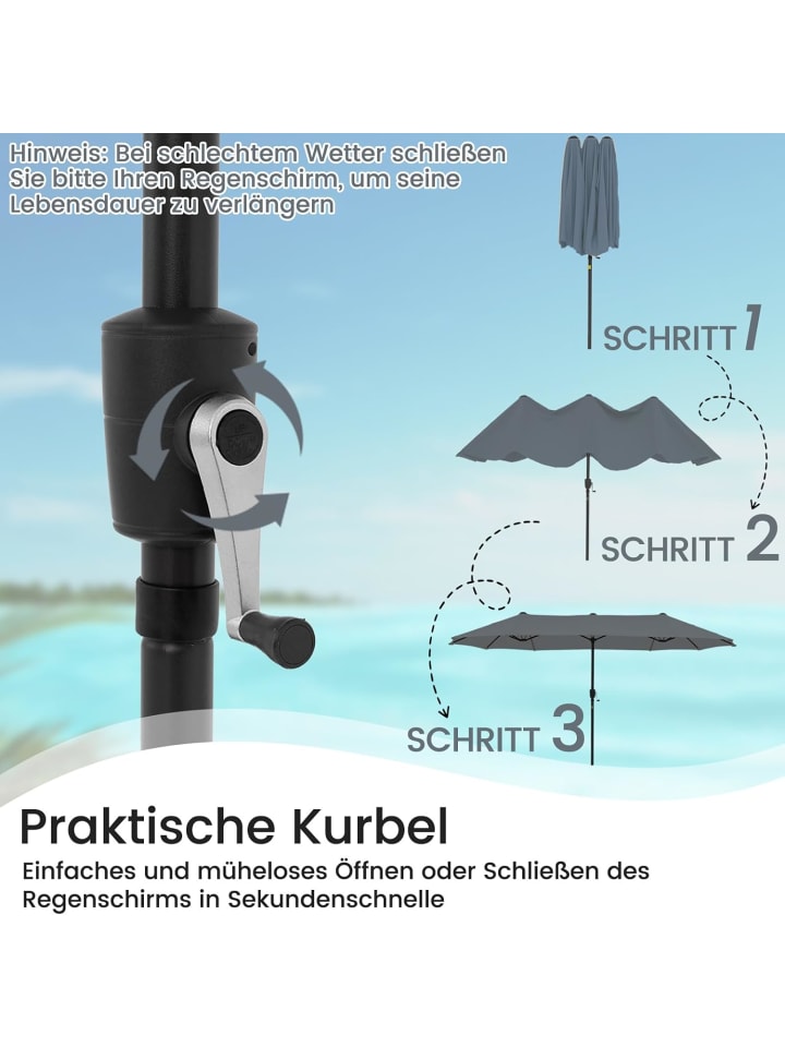 COSTWAY Doppelsonnenschirm 380x200cm XXL in Anthrazit günstig kaufen onesize
