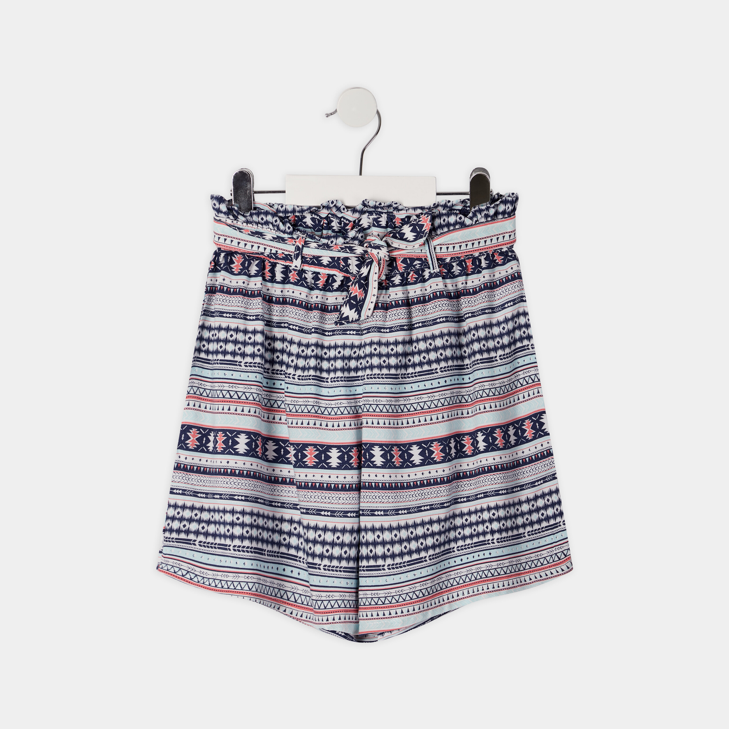 Short fluide avec ceinture blanc fille | La Halle