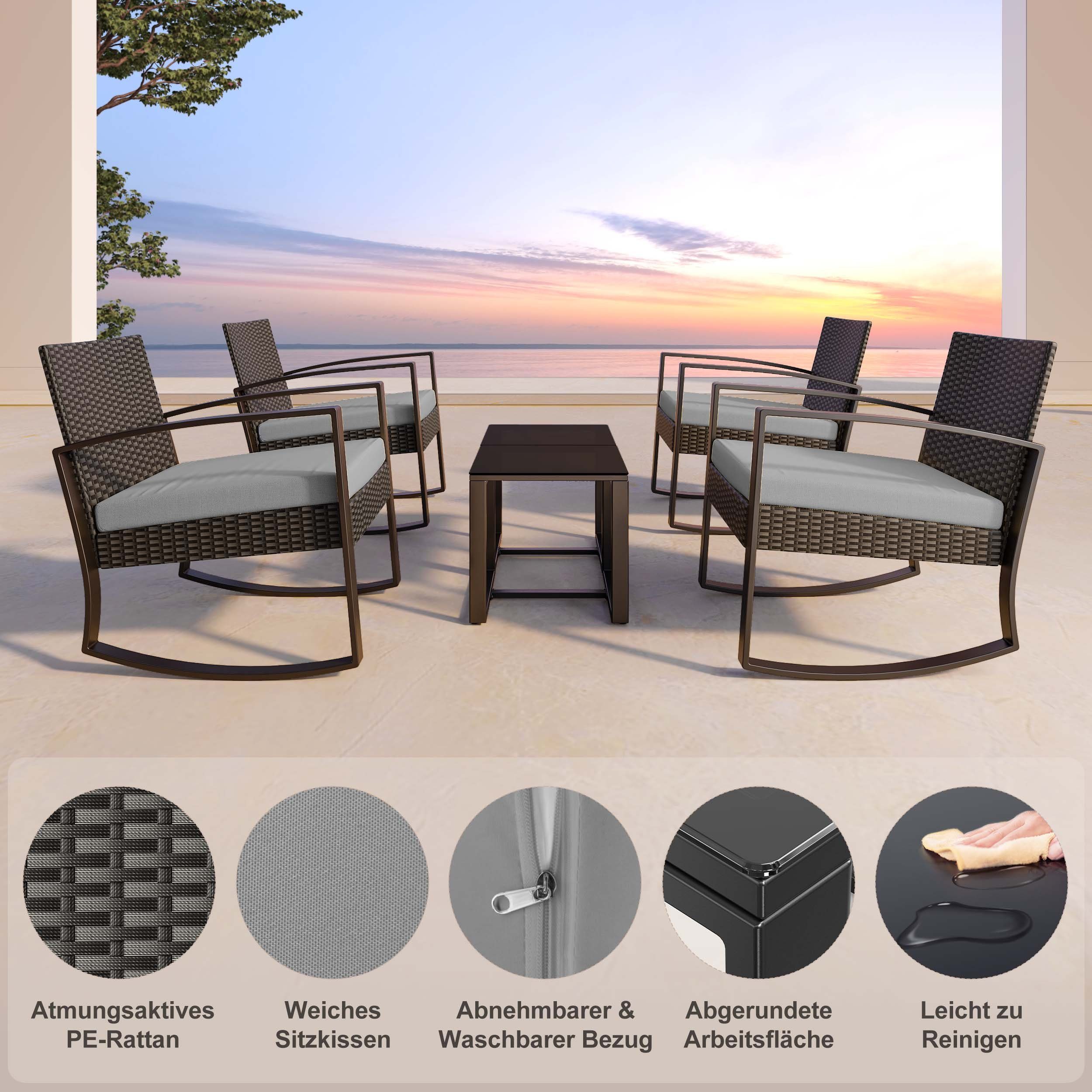 Bealife Balkonset, Balkonmöbel Set 2 Personen, Rattan Gartenmöbel 3 Teilig