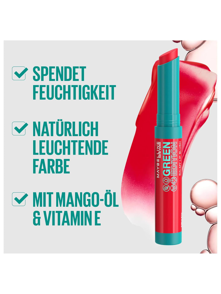Maybelline New York Lippenstift Vegan Green Edition Balmy Lip Blush, Nr. 002 Bonfire günstig kaufen onesize