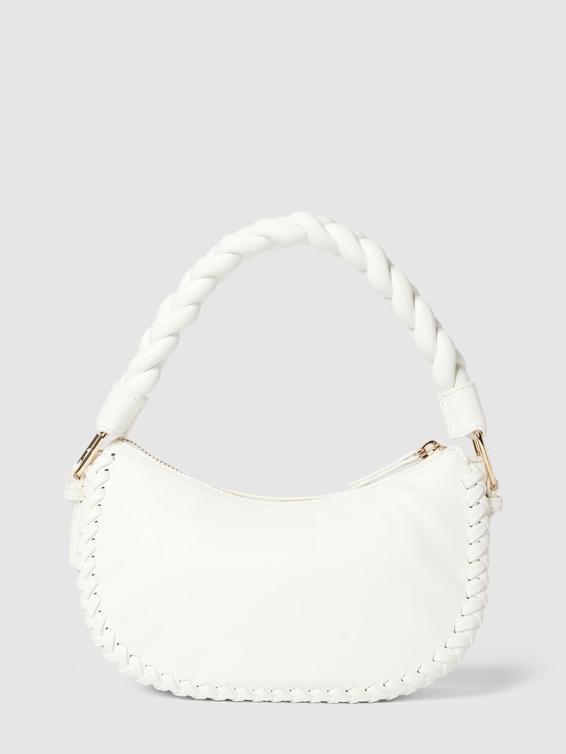 Shoulder Bag mit Flecht-Details Modell 'VARSAVIA' in weiß