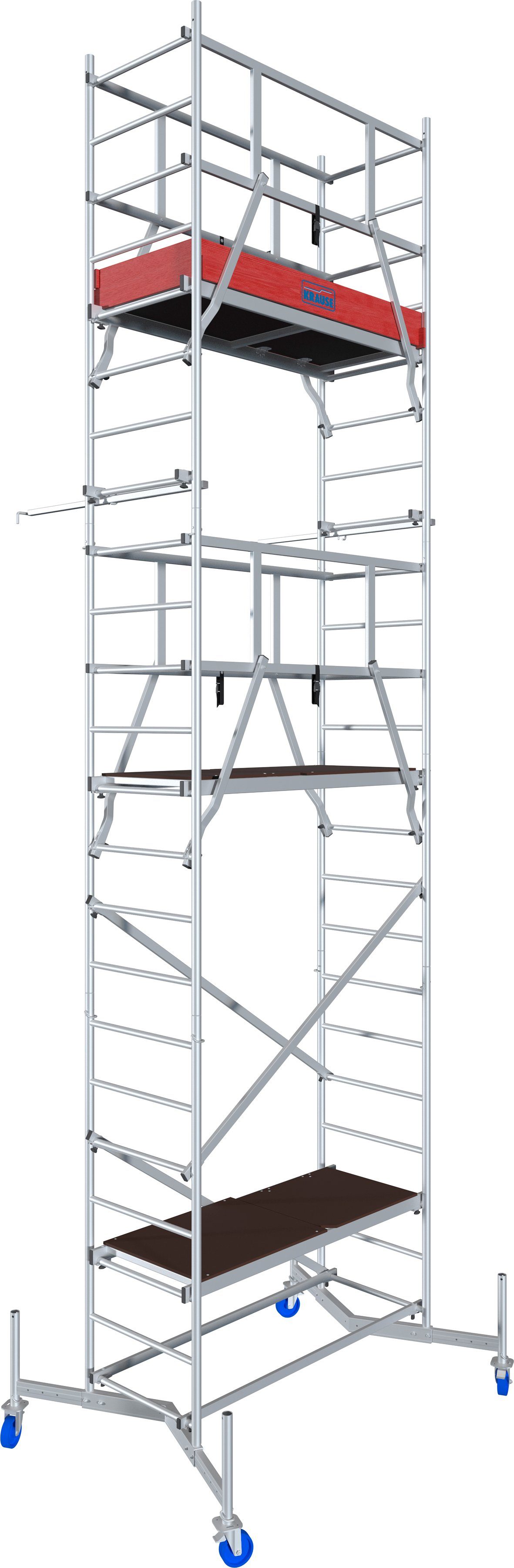 KRAUSE Arbeitsgerüst ClimTec System, (Set), Komplettgerüst inkl. 1 Aufstockung, 2 Aufstockung + Fahrrollensatz