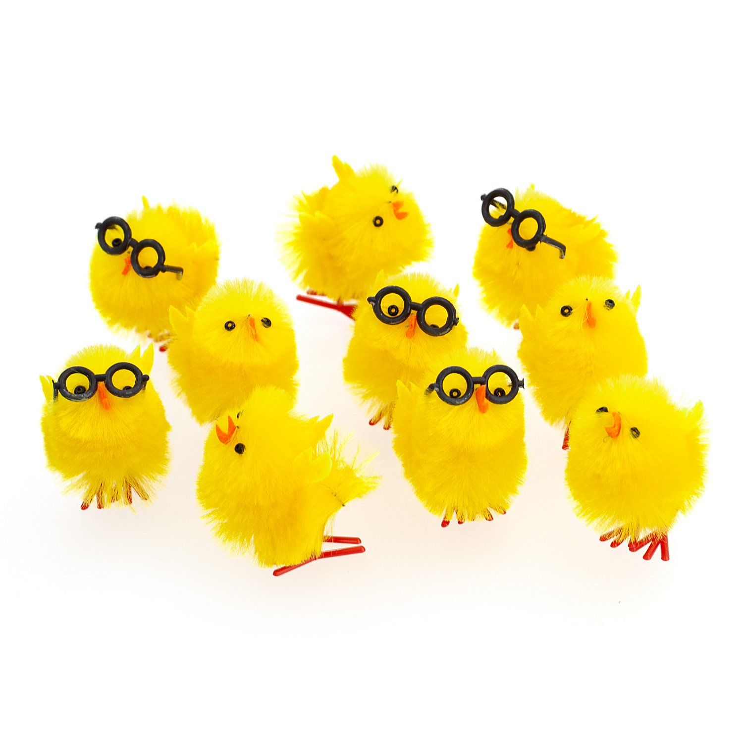 Chenille-Küken mit Brille, 10 Stück