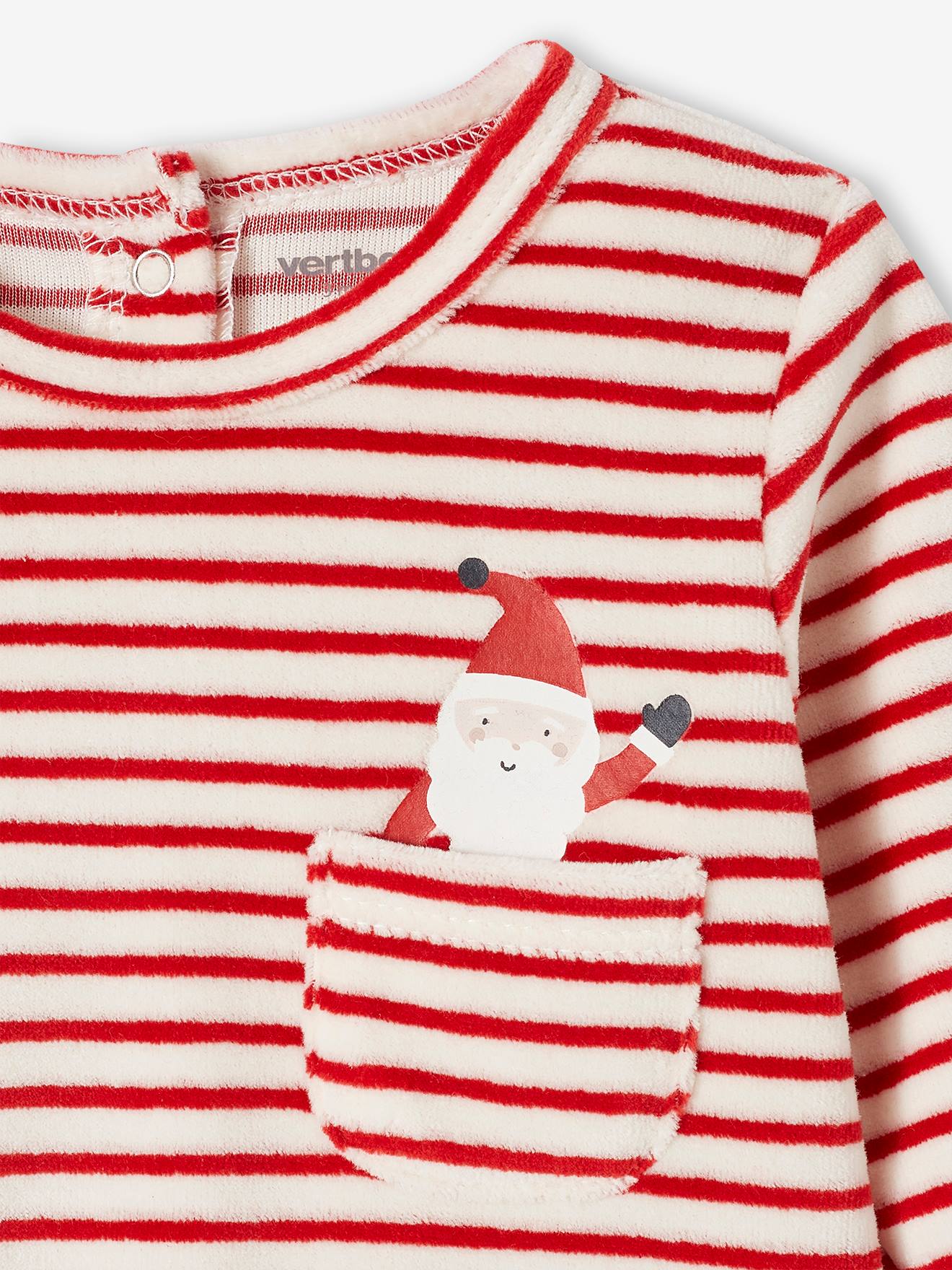 Vertbaudet Weihnachtlicher Baby Samt-Schlafanzug Oeko-Tex - grau meliert