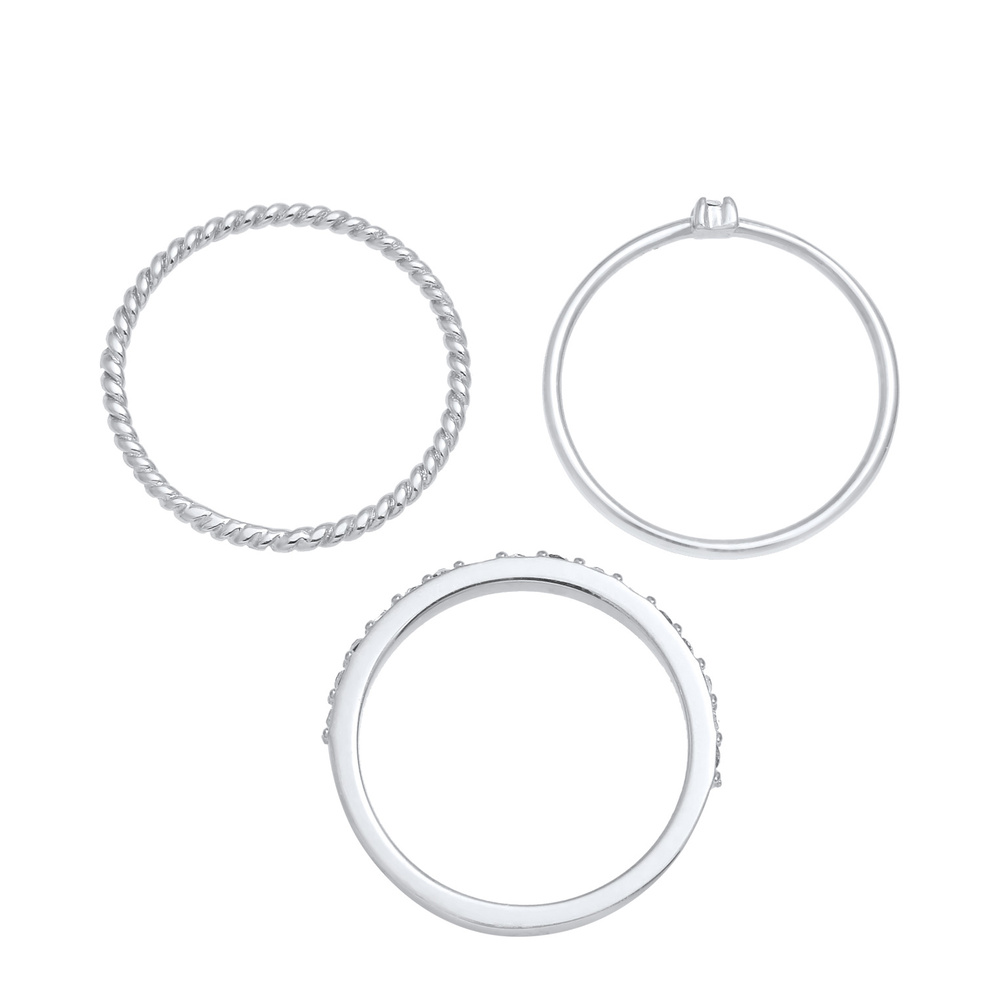 Elli Elli Bague Femmes Pile Élégante Festif Look des Couches avec Cristaux en Argent S Bague
