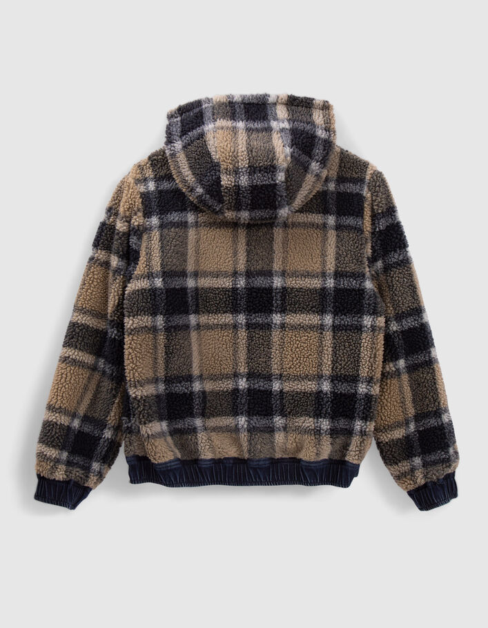 Blouson réversible jean bleu et Sherpa carreaux garçon